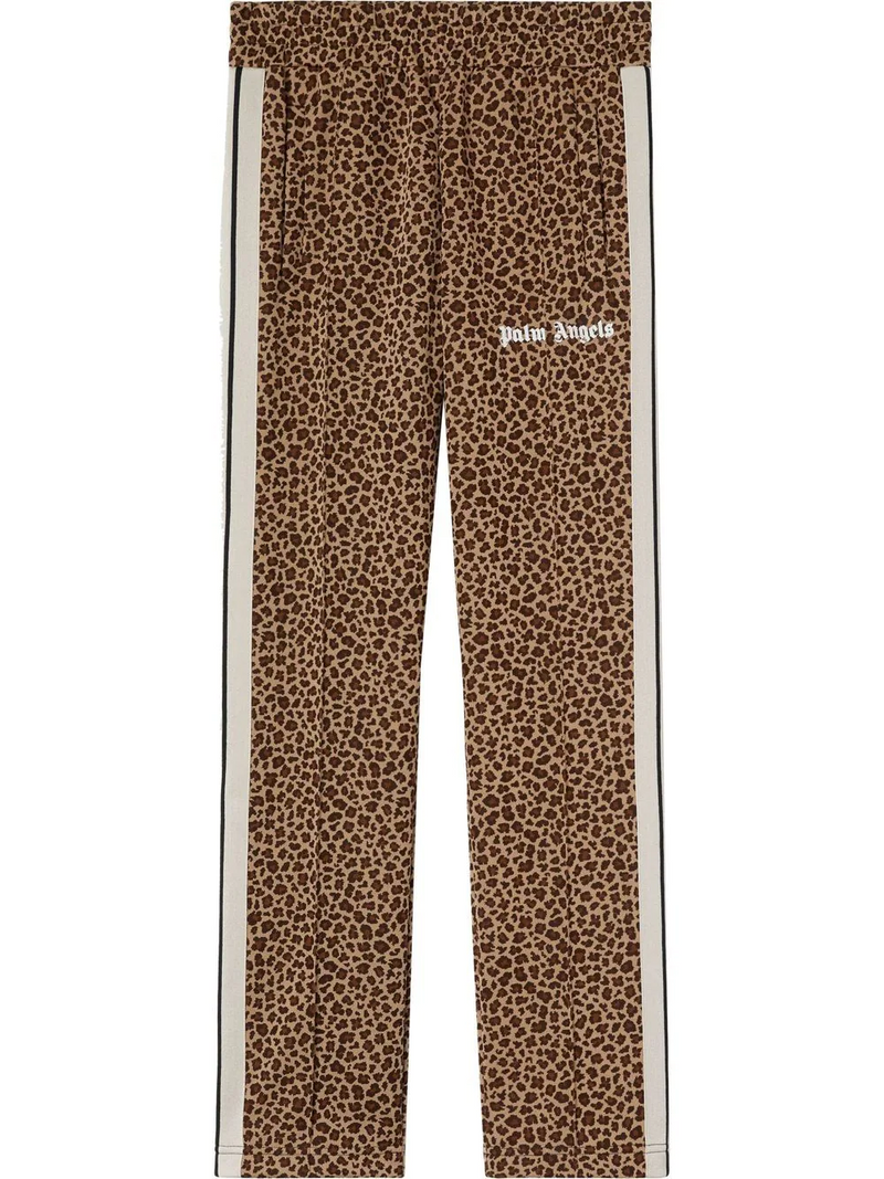 PALM ANGELS Brown Leopard Jaquard Track Pants
