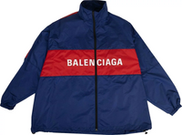 Balenciaga Logo Zip Up Jacket 'Blue/Red'