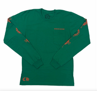 Chrome Hearts Horse Shoe Pocket Logo Long Sleeve Tee Shirt Green